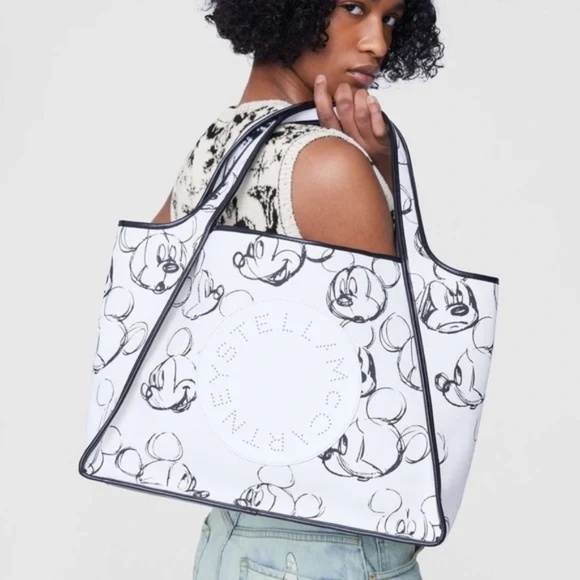 Stella McCartney Handbags - Stella McCartney Disney Fantasia Mickey Mouse Cotton X-Large Tote With Pouch NEW